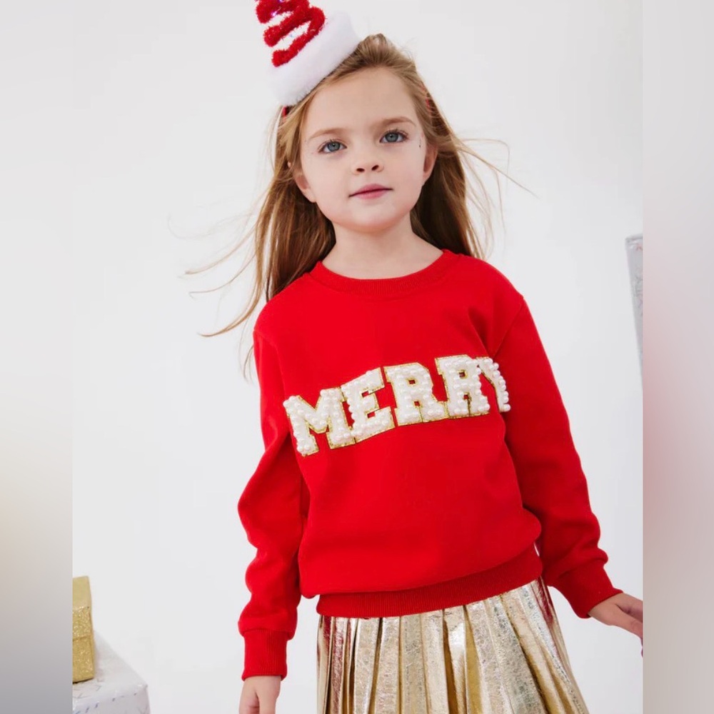 Lola + the Boys Red 'Merry' Sweatshirt